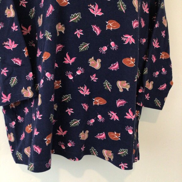 Kim Rogers Fall Print Casual 3/4 Sleeve Tee Shirt - Picture 4 of 6